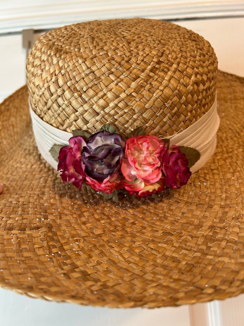 Straw Hat with Flowers